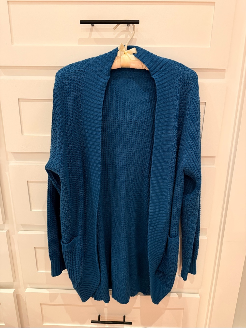Open-Front Teal Cardigan Sweater for Women